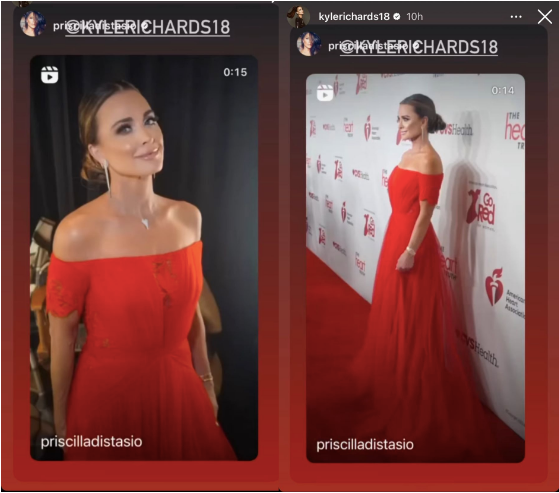Kyle Richards’ Red Off the Shoulder Gown