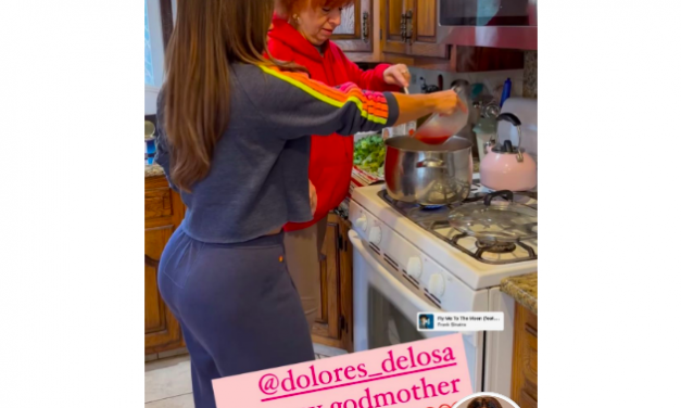 Dolores Catania’s Blue Neon Striped Sweatsuit