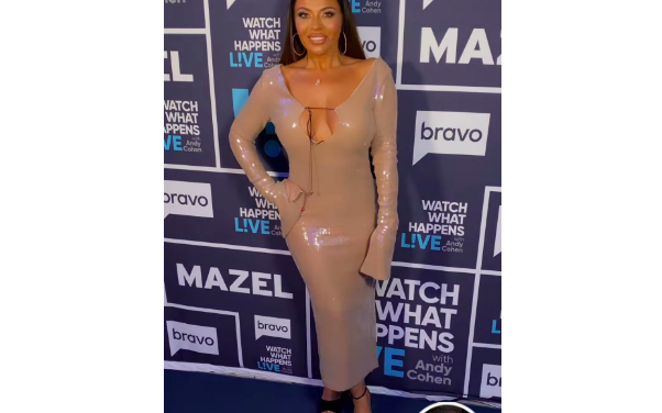 Dolores Catania’s Beige Sequin Dress on Watch What Happens Live