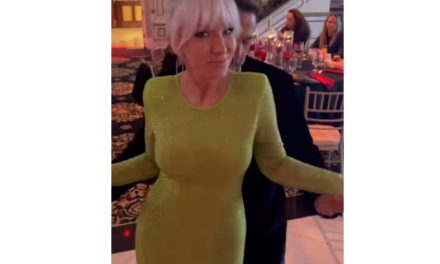 Margaret Josephs’ Green Crystal Embellished Dress