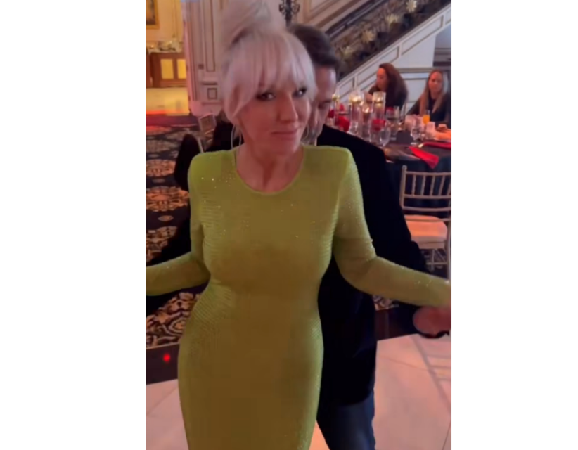 Margaret Josephs’ Green Crystal Embellished Dress