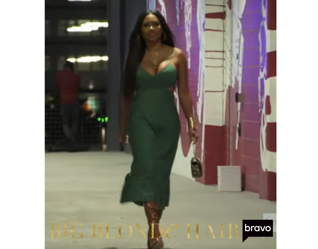 Kenya Moore’s Green Cutout Dress