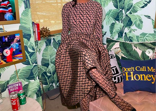 Marlo Hampton’s Tan and Black V Logo Outfit