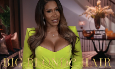 Sheree Whitfield’s Neon Knot Front Confessional Dress