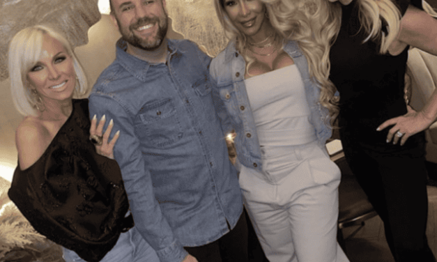 Tamra Judge’s Black Ruffle Shoulder Jumpsuit