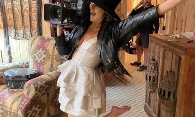 Gina Kirschenheiter’s Gold Ruffle Mini Dress