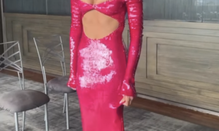 Brynn Whitfield’s Pink Sequin Cutout Gown