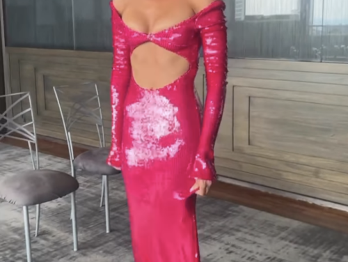 Brynn Whitfield’s Pink Sequin Cutout Gown