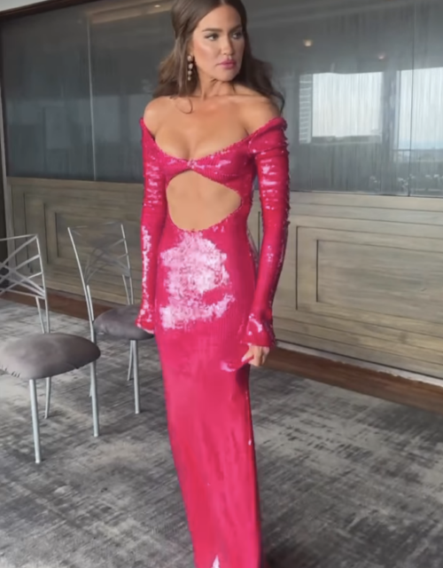 Brynn Whitfield’s Pink Sequin Cutout Gown