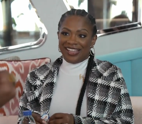 Kandi Burruss’ Black and White Plaid Coat