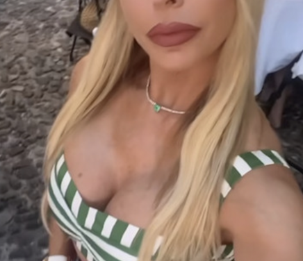 Alexia Echevarria’s Green Striped Crop Top