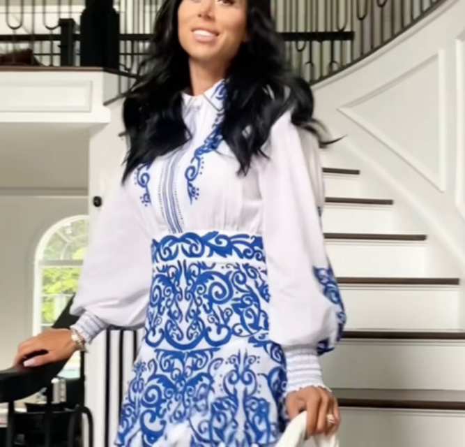 Rachel Fuda’s White and Blue Embroidered Shirt Dress