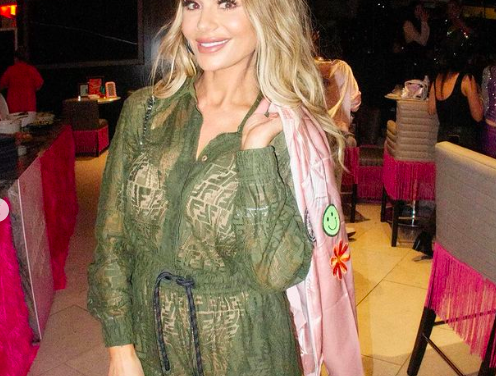 Dorit Kemsley’s Army Green Lace Jumpsuit