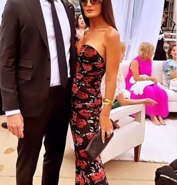 Lisa Barlow’s Black Rose Print Gown