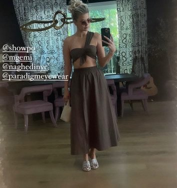 Ariana Madix’s Brown Top and Skirt Set