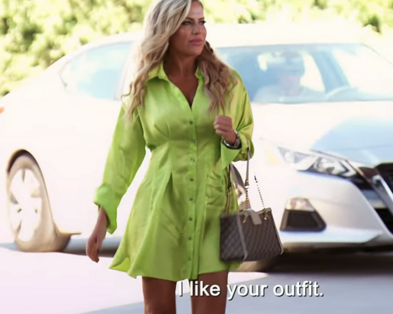 Jennifer Pedranti’s Neon Green Shirt Dress