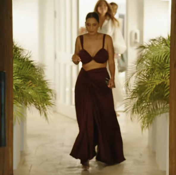 Jessel Taank’s Maroon Bralette and Maxi Skirt