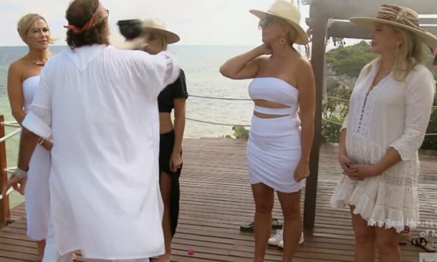 Vicki Gunvalson’s White Strapless Cutout Mini Dress