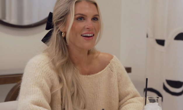 Madison LeCroy’s Tan Off The Shoulder Sweater