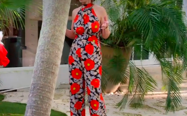 Julia Lemigova’s Floral Jumpsuit