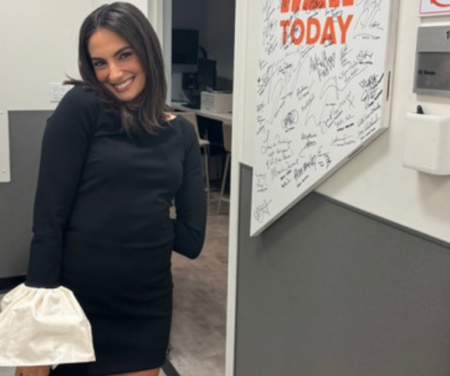 Paige DeSorbo’s Black and White Bell Cuff Dress on The Today Show