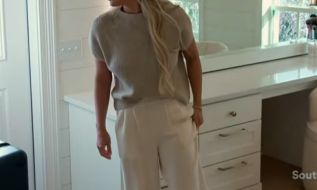 Madison LeCroy’s Tan Sleeveless Sweater and Jogger Set