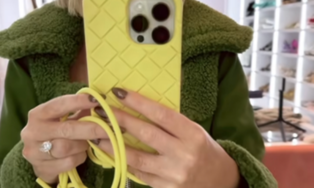 Caroline Stanbury’s Green Cropped Sherpa Trim Jacket