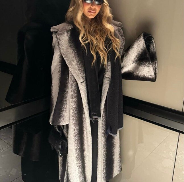 Alexia Echevarria’s Black Ombré Fur Coat