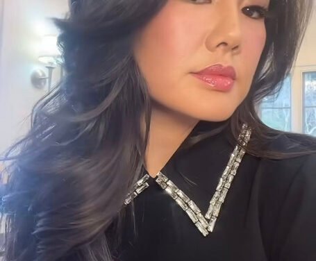 Crystal Kung Minkoff’s Black Embellished Collar Top