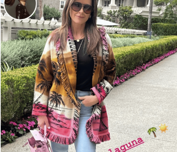 Kyle Richards’ Tropical Print Fringe Cardigan