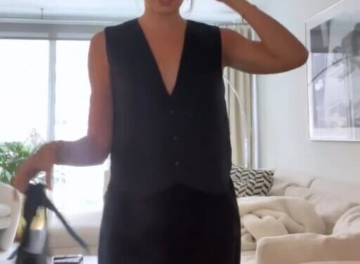 Paige DeSorbo’s Black Linen Vest and Pants Set