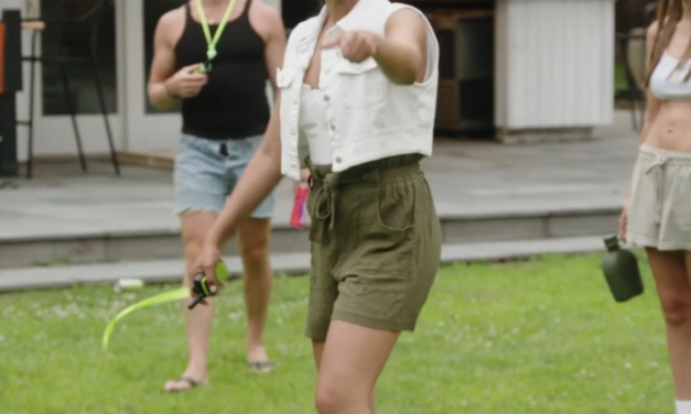 Danielle Olivera’s White Cropped Denim Vest