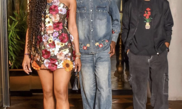 Marlo Hampton’s Strapless Flower Applique Dress