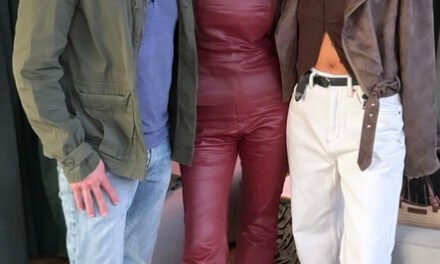 Lisa Barlow’s Red Leather Strapless Top and Pants