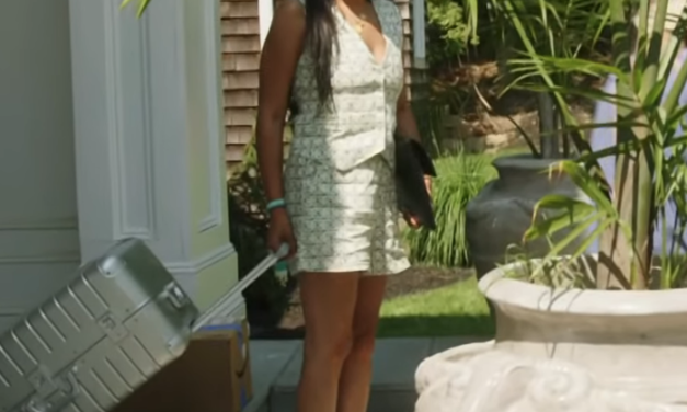 Danielle Olivera’s Green Geometric Print Short Set