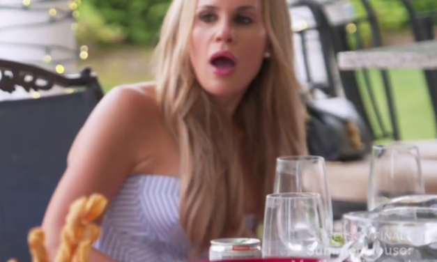 Jackie Goldschneider’s Blue Striped Strapless Corset