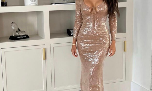 Melissa Gorga’s Nude Sequin Long Sleeve Dress