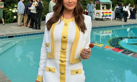 Meredith Marks’ White and Yellow Button Front Dress Set