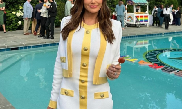 Meredith Marks’ White and Yellow Button Front Dress Set