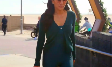 Katie Ginella’s Dark Green Cardigan and Jumpsuit