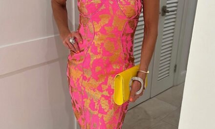 Kyle Richards’ Pink and Gold Printed Dress